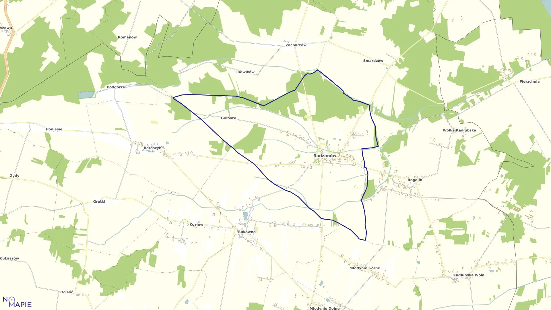 Mapa obrębu RADZANÓW w gminie Radzanów